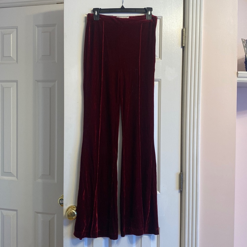 Flying tomato maroon velvet flare pants